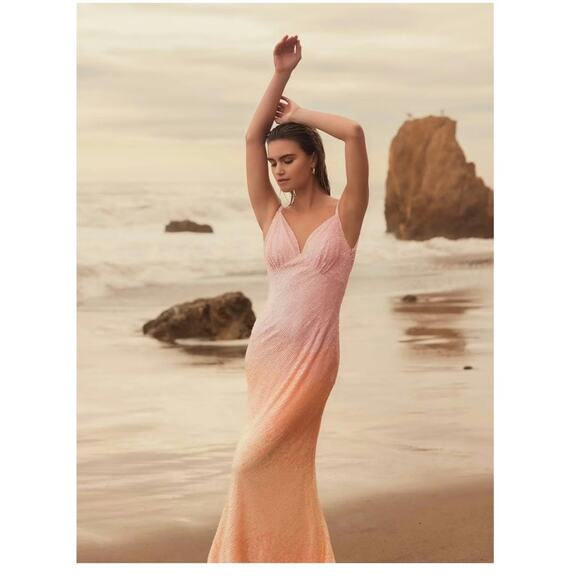 Mac Duggal 5763 Sunset Ombre Pink Sequin Open Back Maxi Gown Dress 10 - Picture 6 of 11